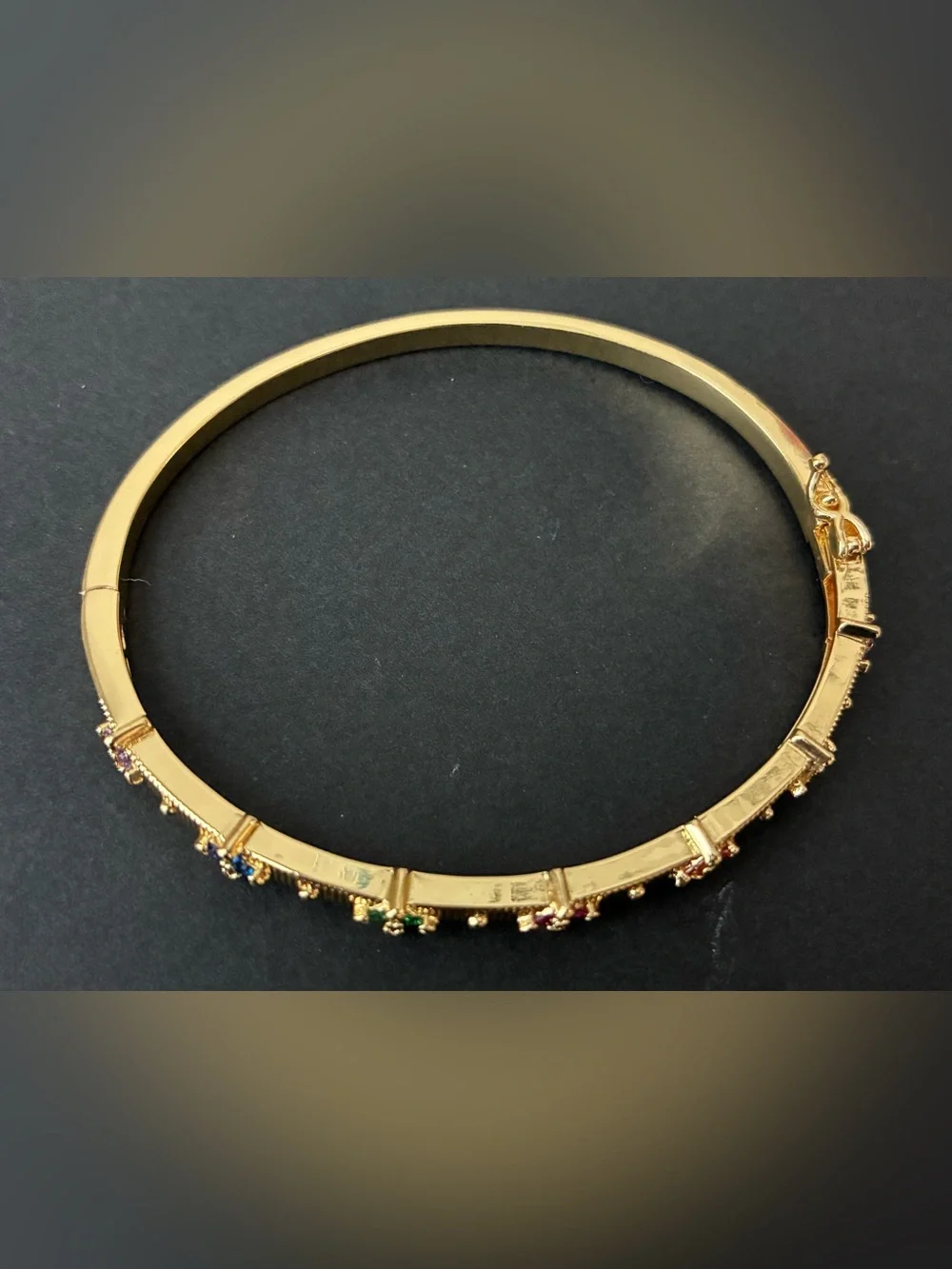 Gold Plated Multi-Color Gemstone Bangle Bracelet